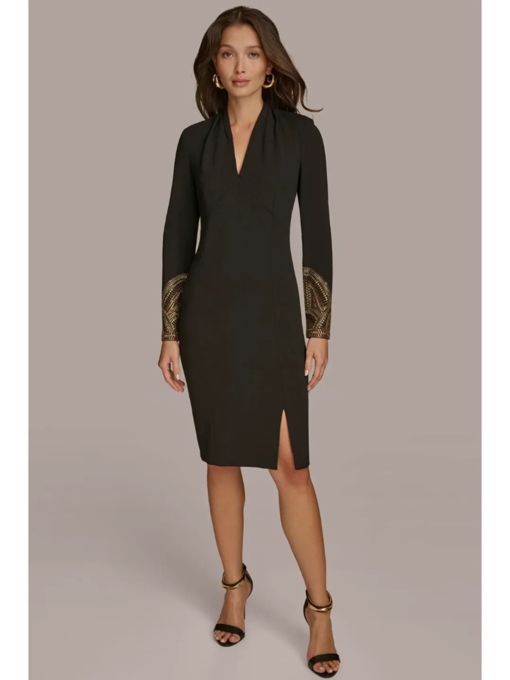 NWT Donna Karan Long Sleeve V-Neck Sheath Dress - size 4